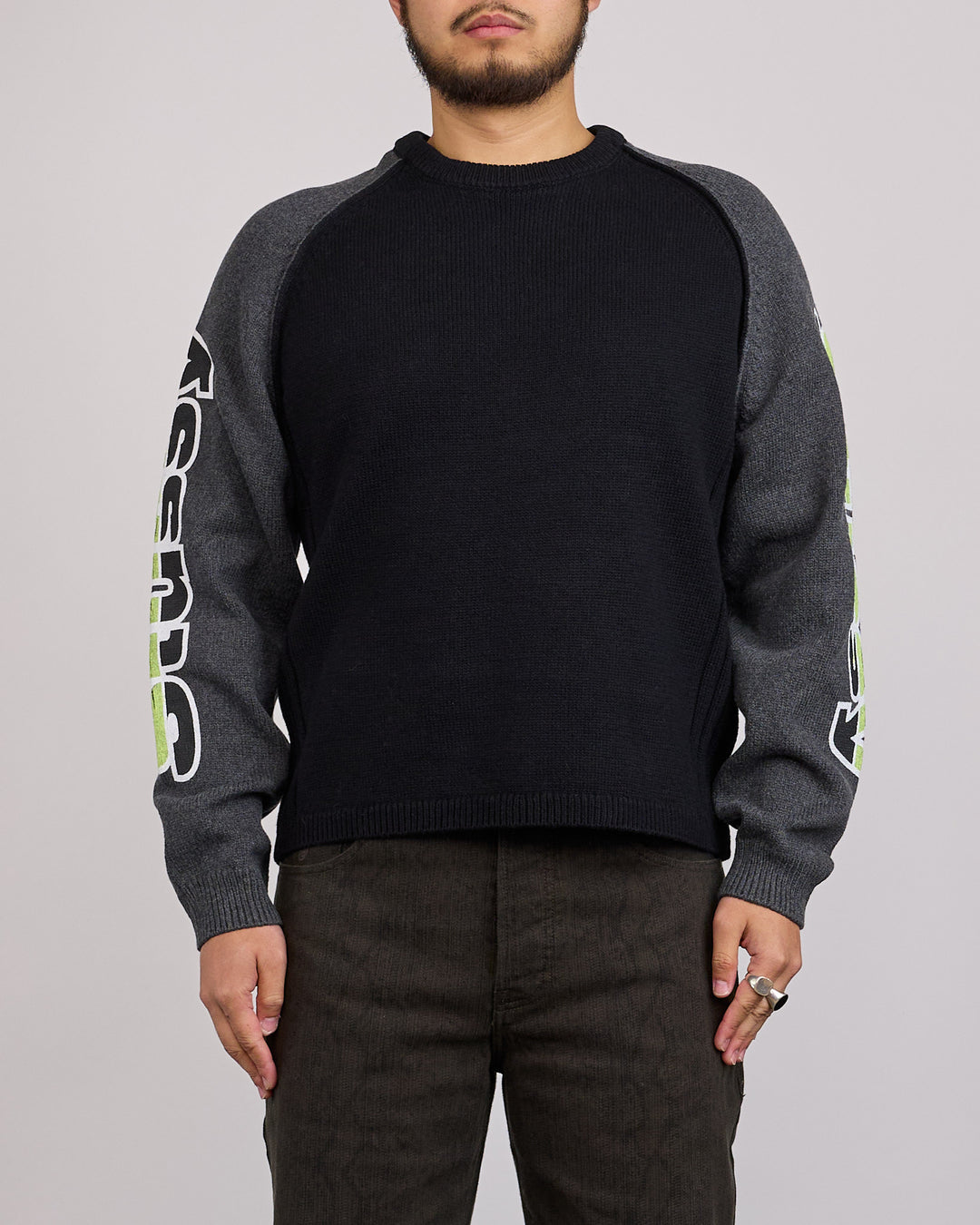 Stussy Two Tone Raglan Sweater Black