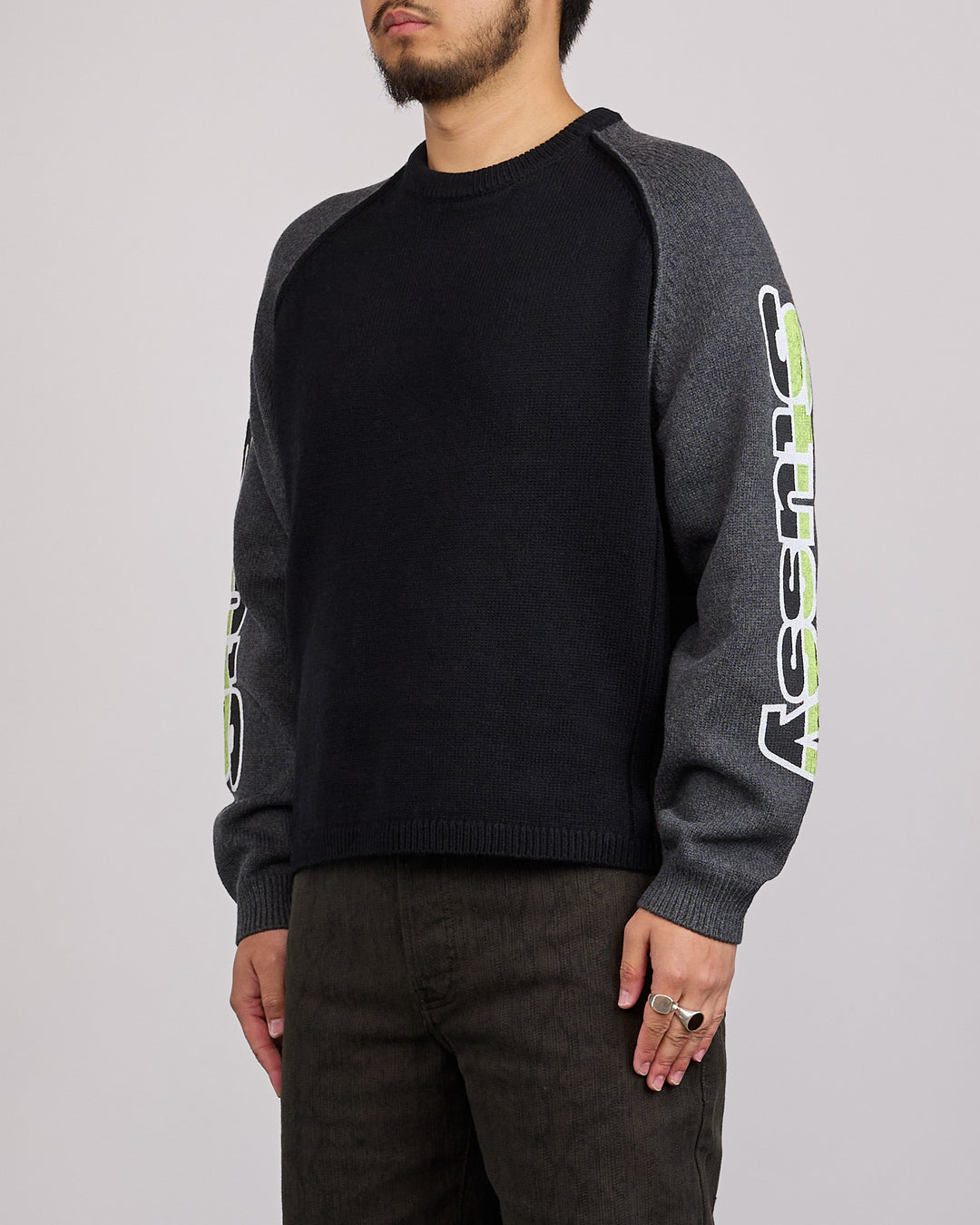 Stussy Two Tone Raglan Sweater Black