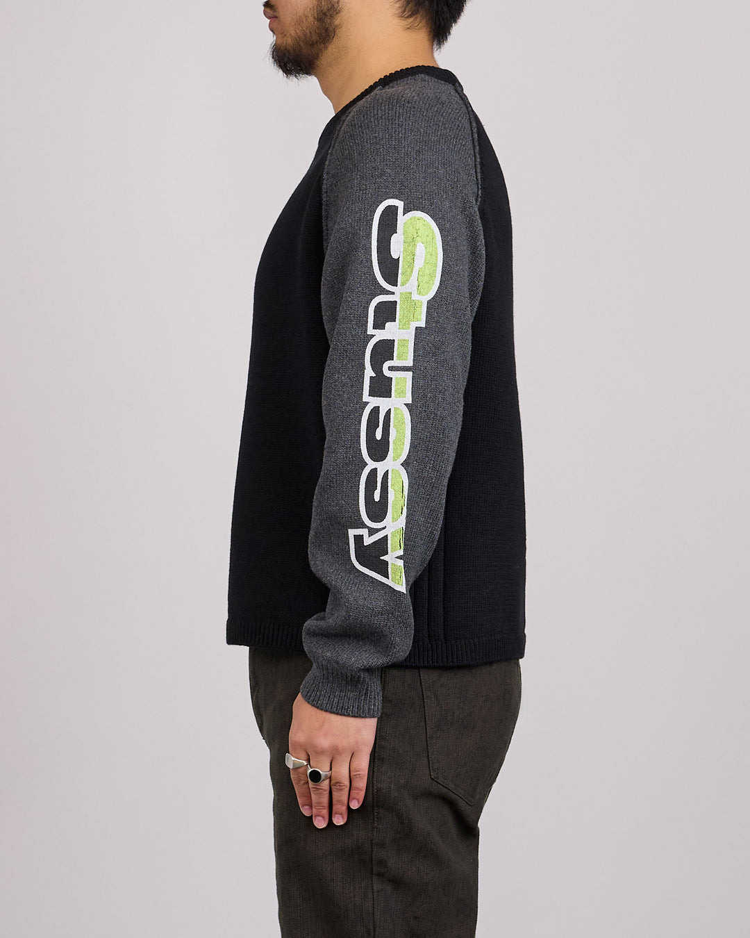 Stussy Two Tone Raglan Sweater Black