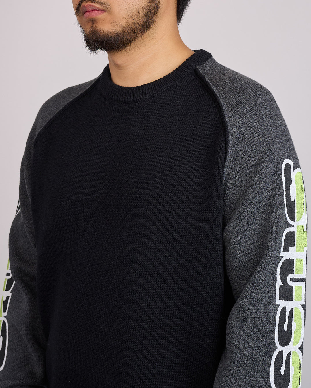 Stussy Two Tone Raglan Sweater Black
