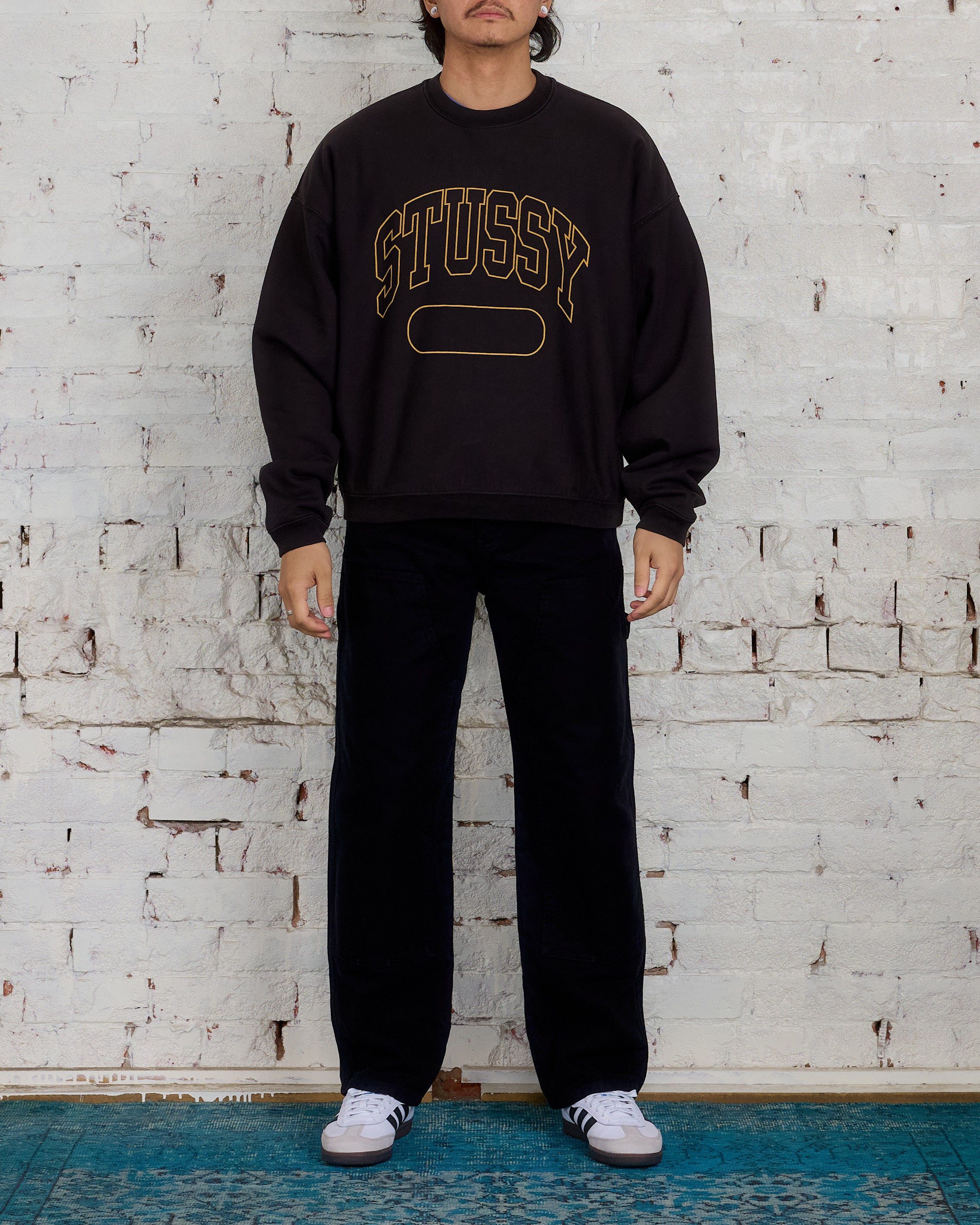 Stussy Varsity Oversized Crewneck Black