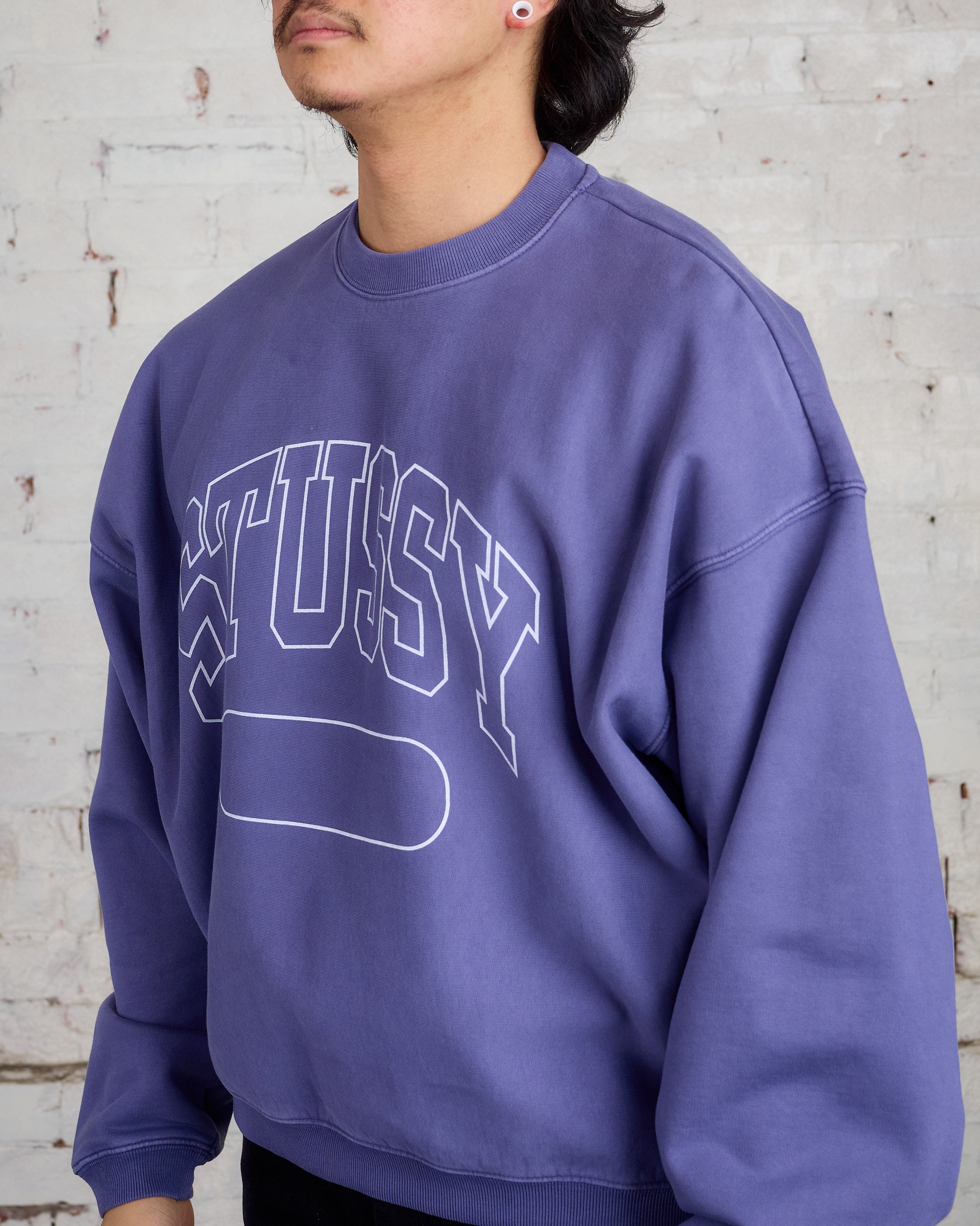 Stussy Varsity Oversized Crewneck Washed Blue