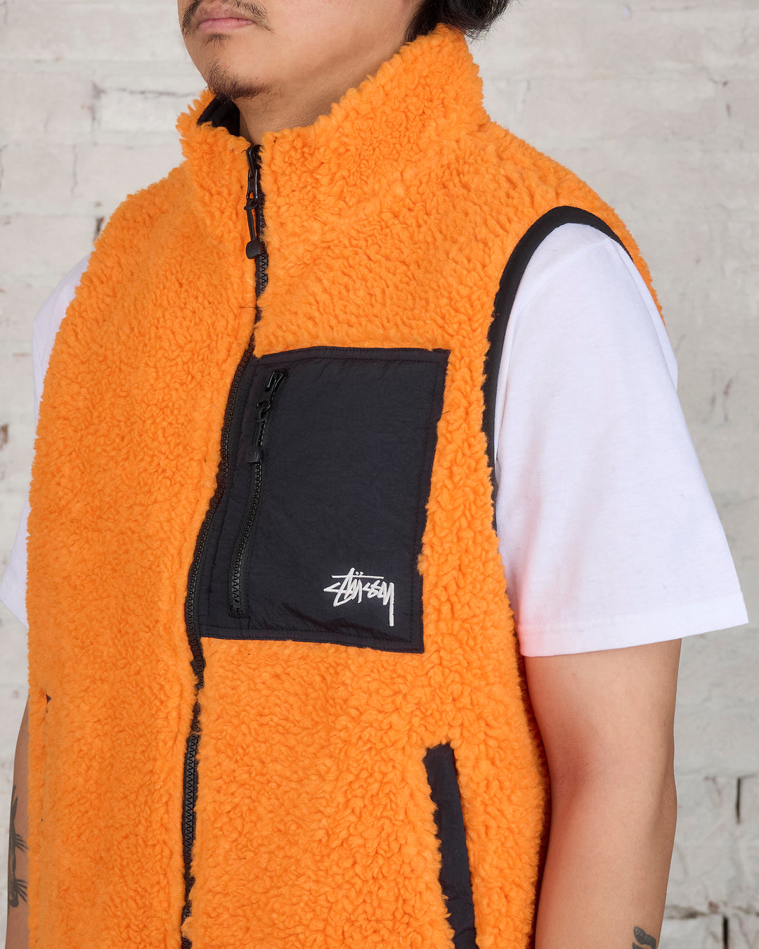 Stussy Sherpa Reversible Vest Tangerine