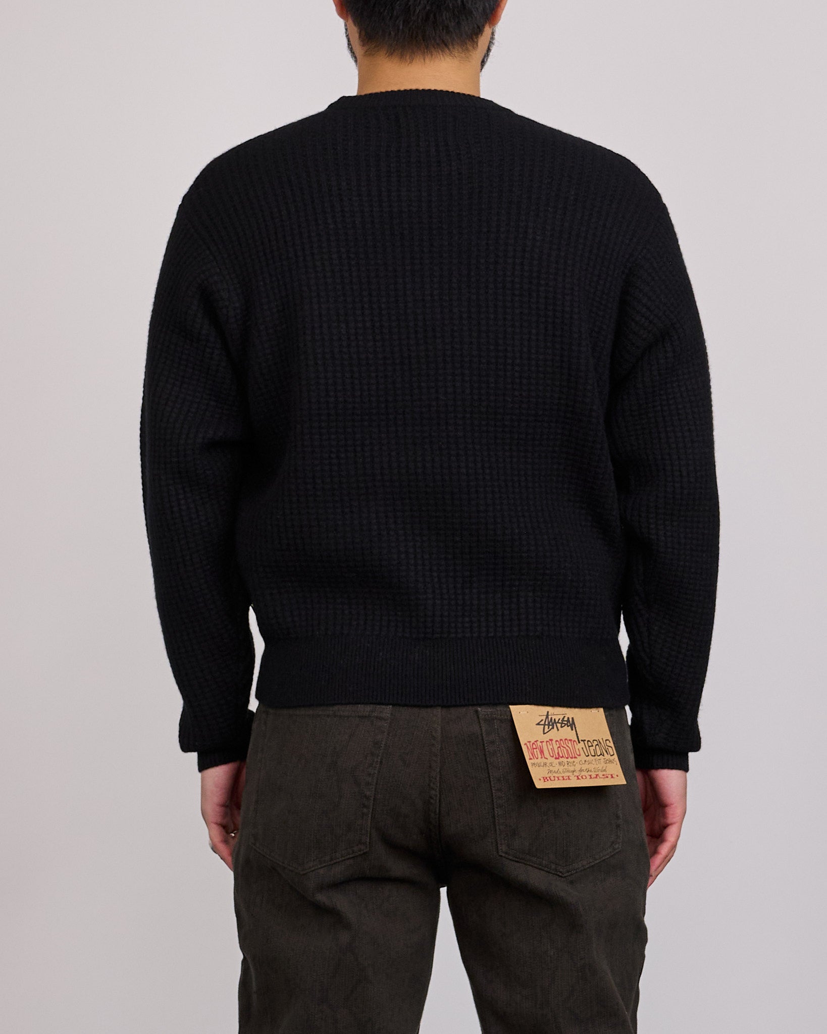 Stussy Waffle Cashmere Sweater Black – LESS 17