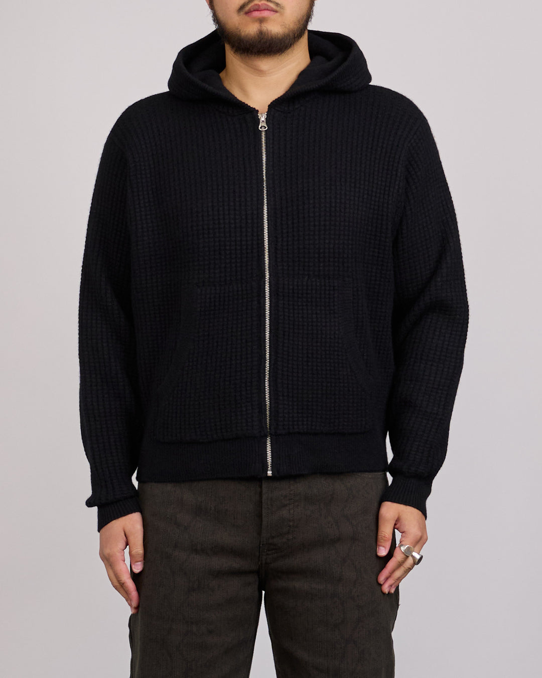 Stussy Waffle Cashmere Zip Hood Black