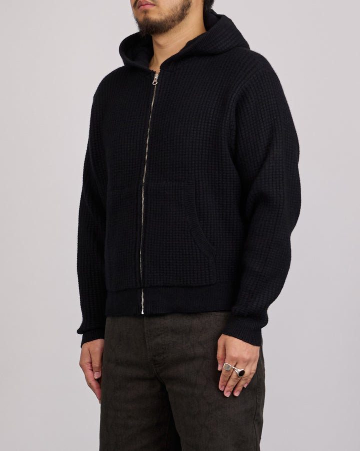 Stussy Waffle Cashmere Zip Hood Black