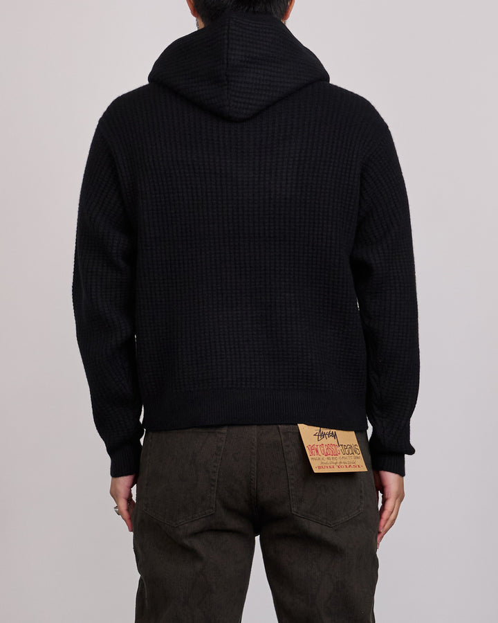Stussy Waffle Cashmere Zip Hood Black