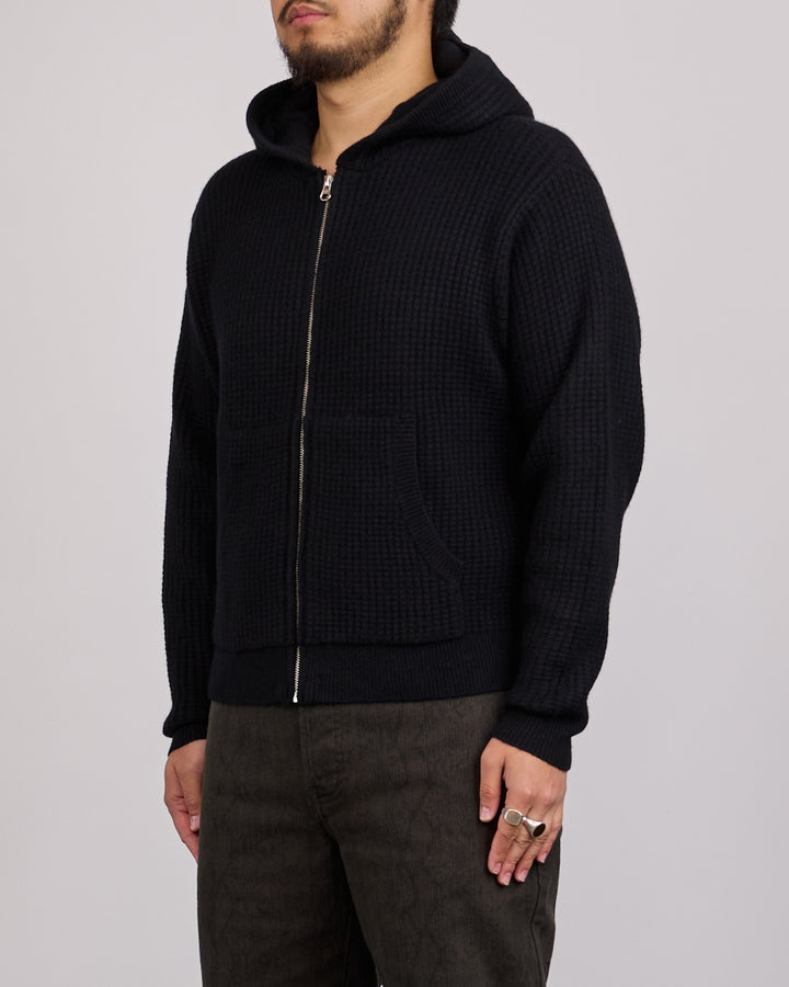 Stussy Waffle Cashmere Zip Hood Black