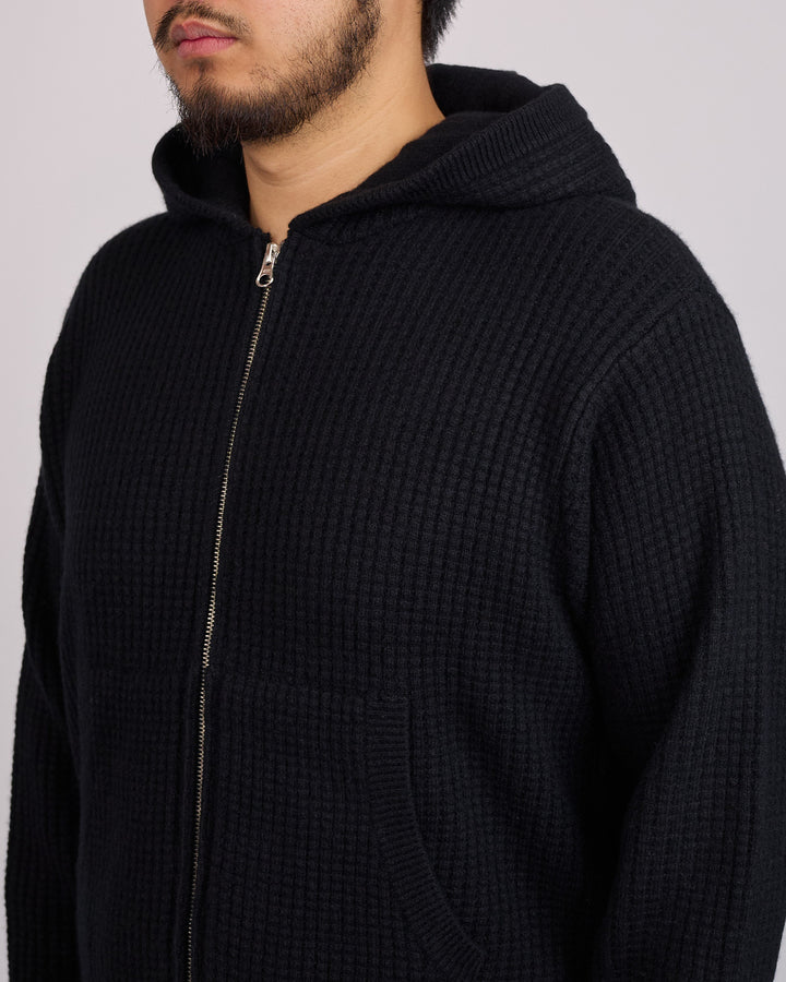 Stussy Waffle Cashmere Zip Hood Black