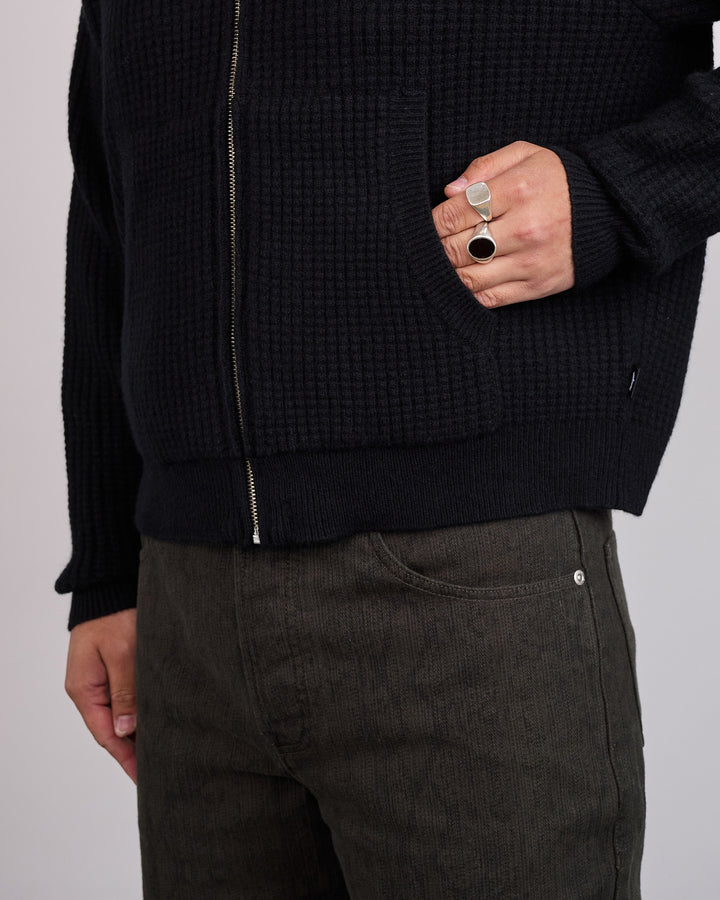 Stussy Waffle Cashmere Zip Hood Black