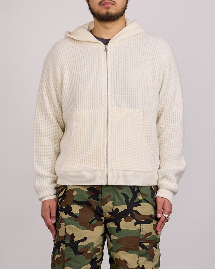Stussy Waffle Cashmere Zip Hood Ivory