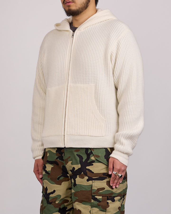 Stussy Waffle Cashmere Zip Hood Ivory