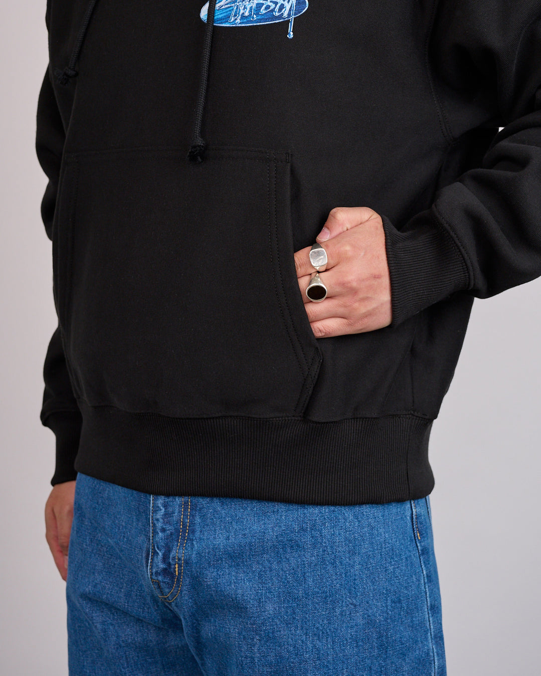 Stussy Wave Oval Hoodie Black