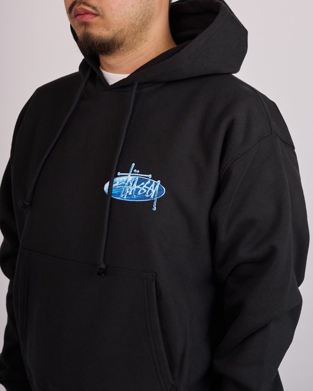 Stussy Wave Oval Hoodie Black