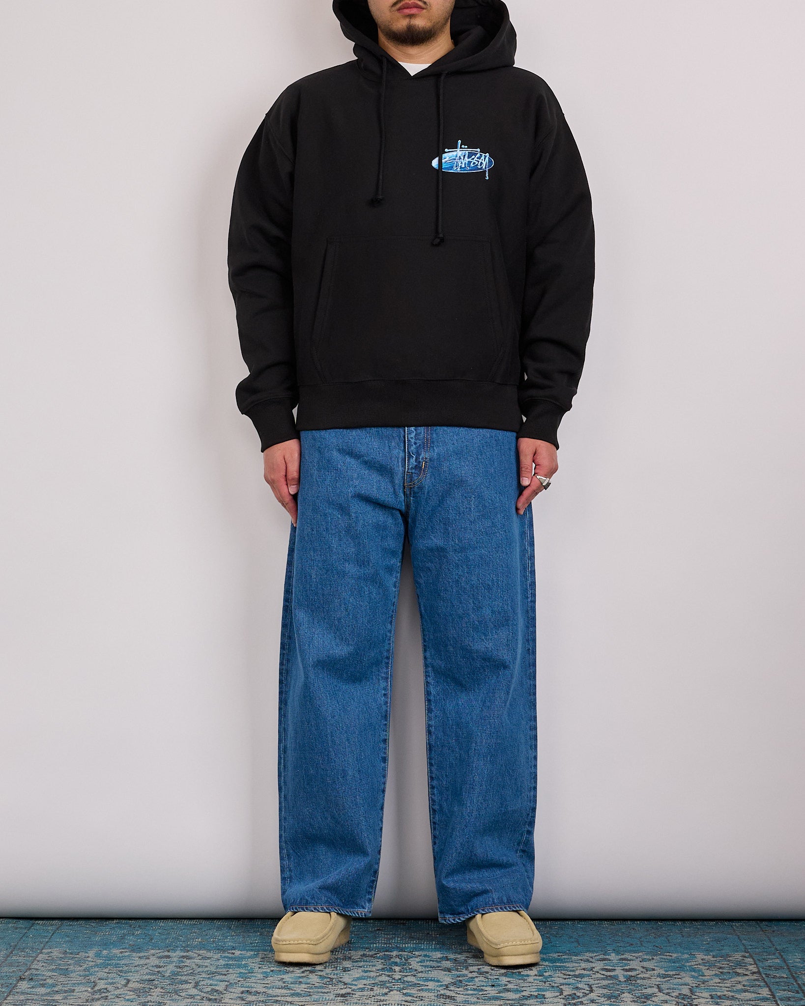 Stussy Wave Oval Hoodie Black – LESS 17