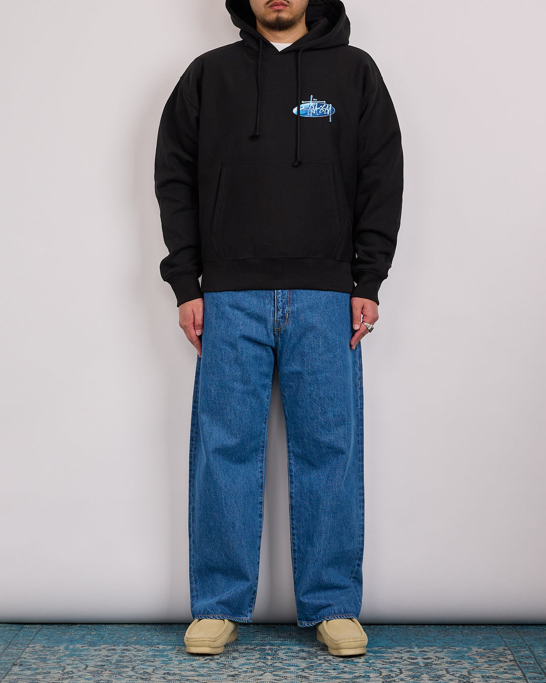 Stussy Wave Oval Hoodie Black