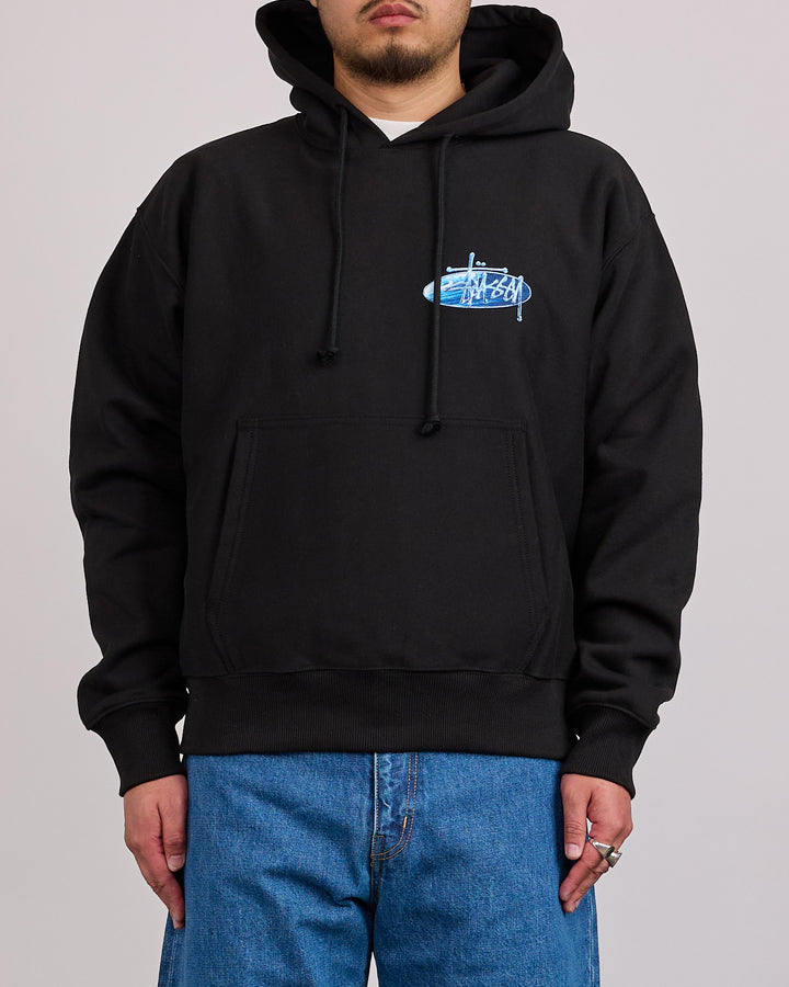 Stussy Wave Oval Hoodie Black