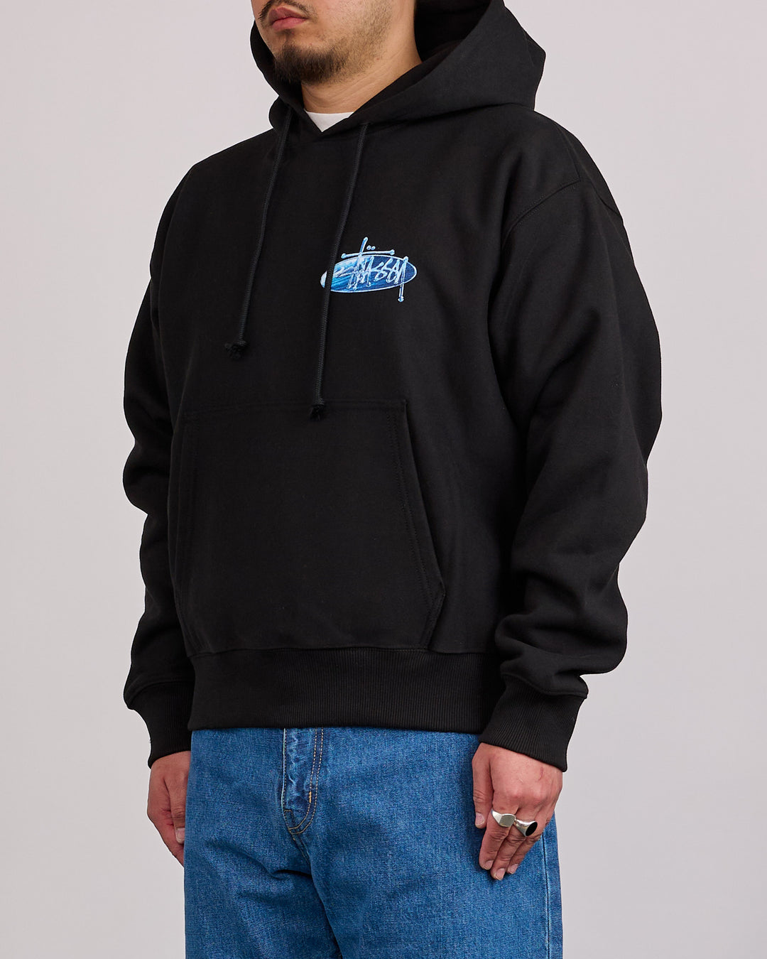 Stussy Wave Oval Hoodie Black
