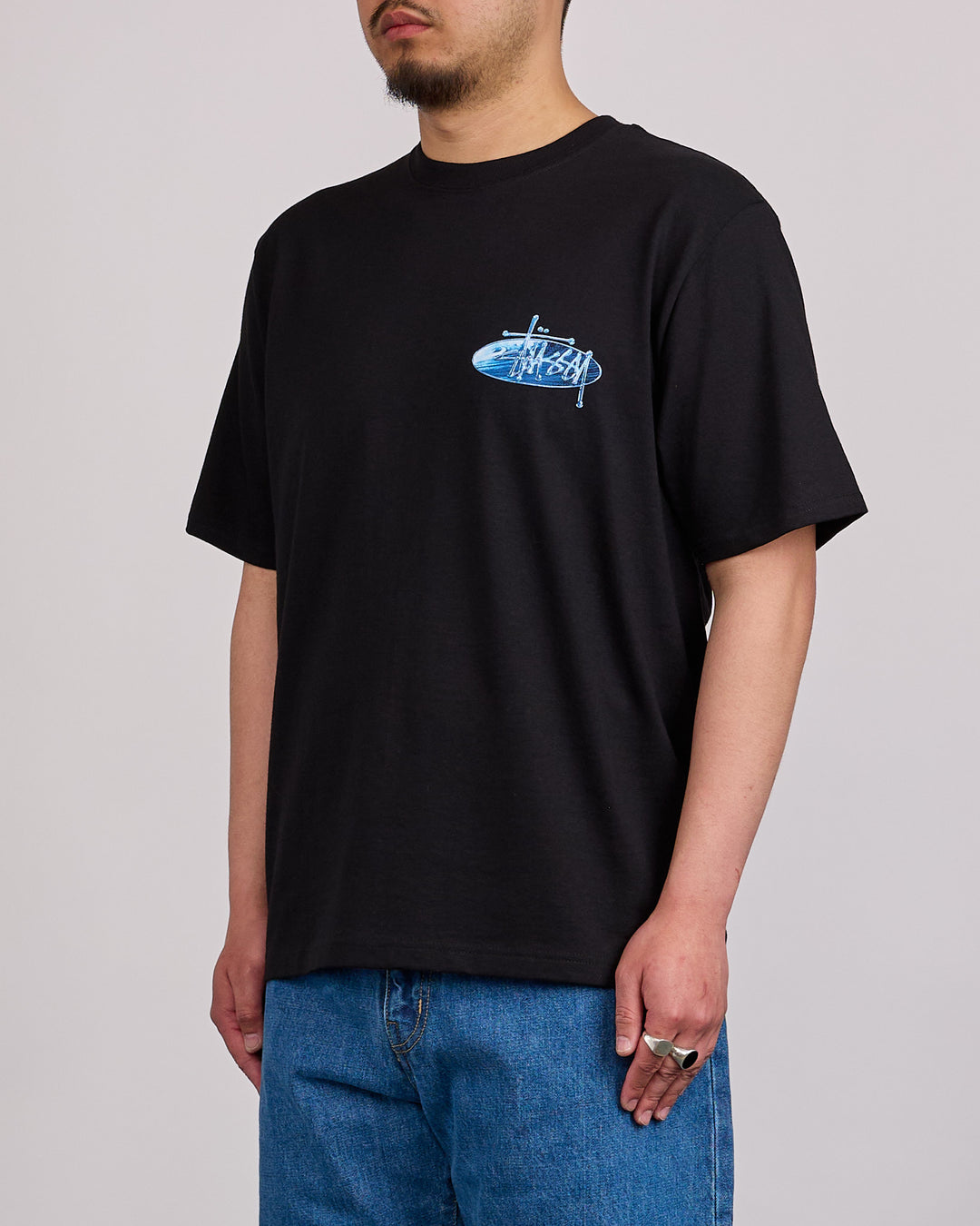 Stussy Wave Oval T-Shirt Black