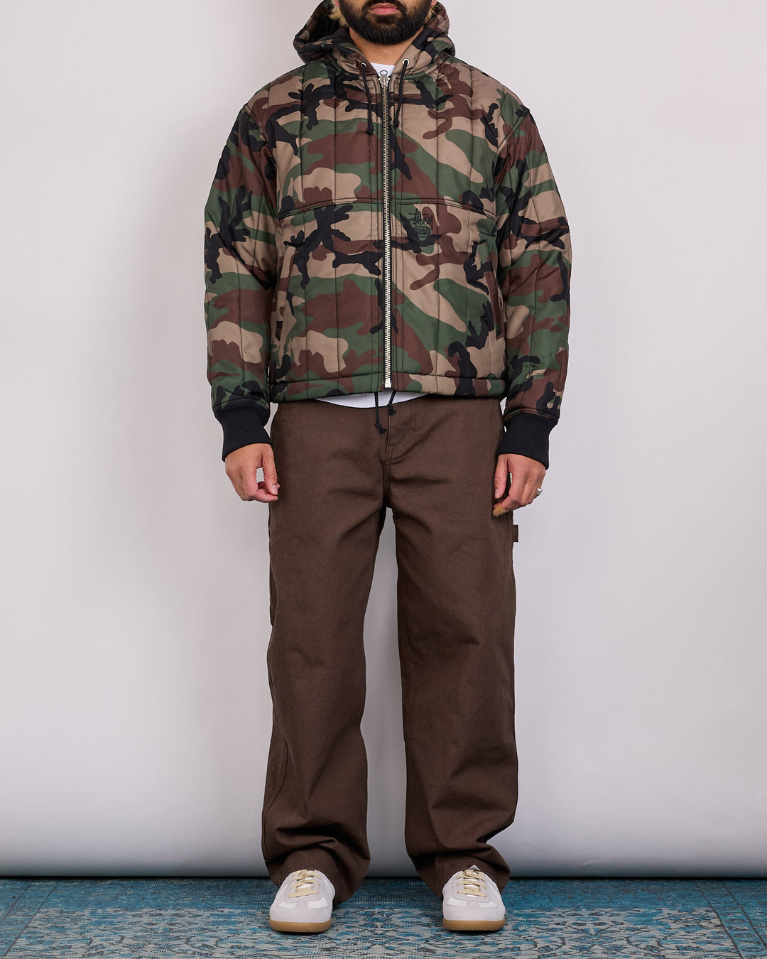Stussy Work Jacket Quilted Nylon Woodland Camo