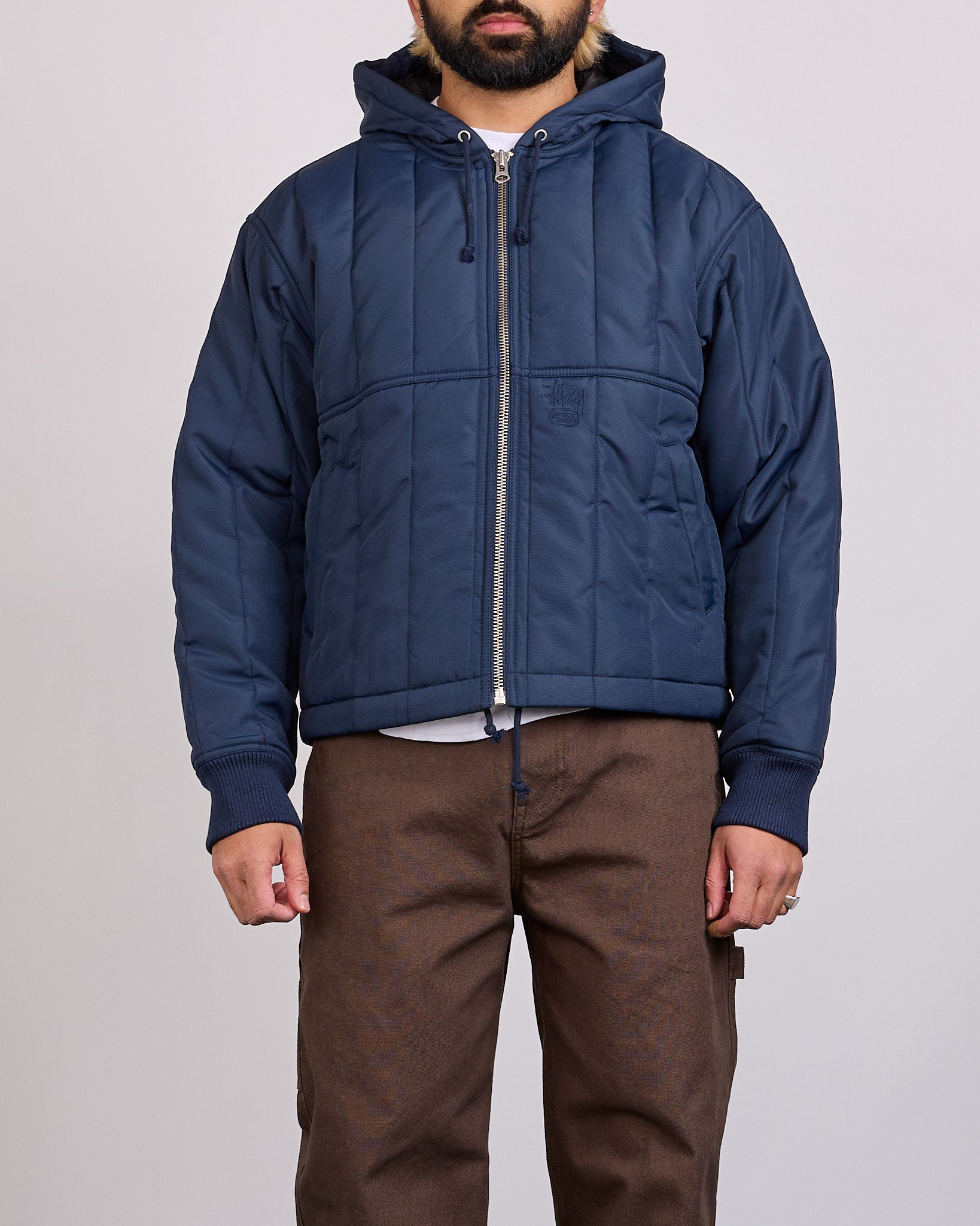 Stussy Work Jacket Quilted Nylon Navy – LESS 17
