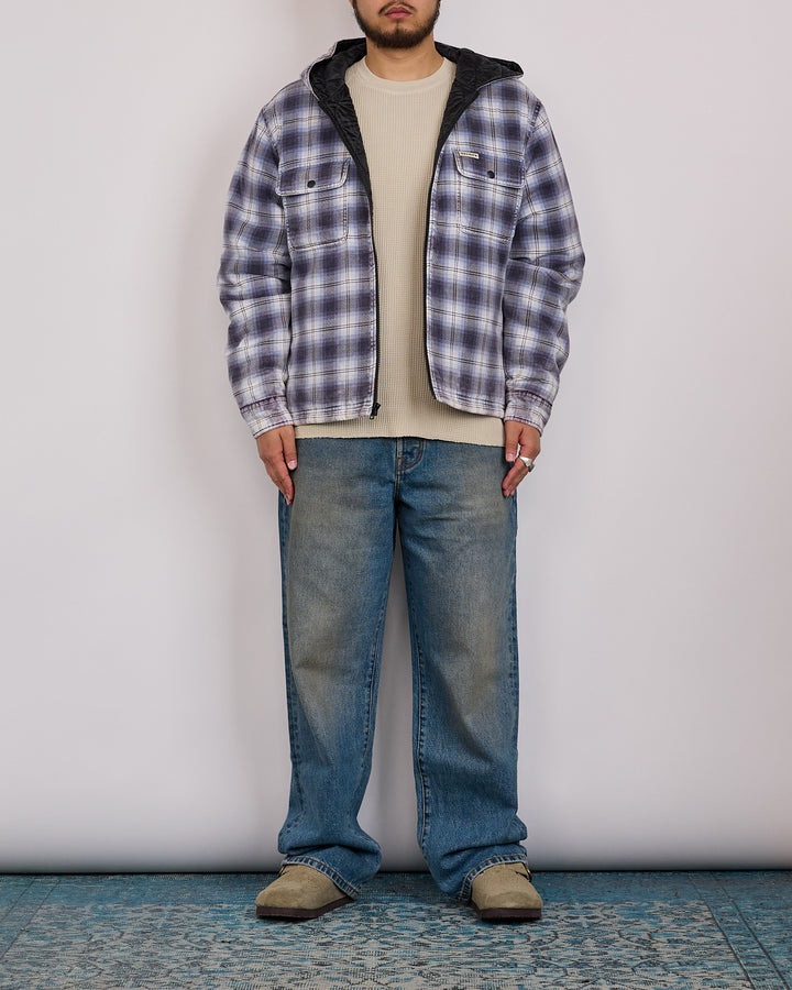 Stussy Zip Hooded Plaid Shirt Blue