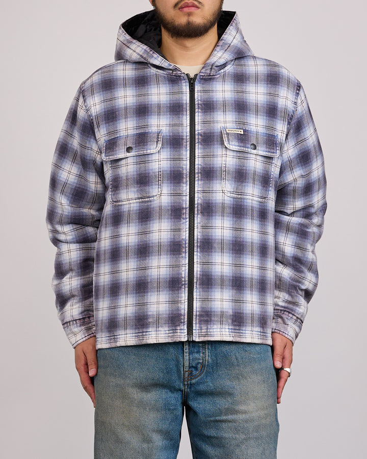 Stussy Zip Hooded Plaid Shirt Blue