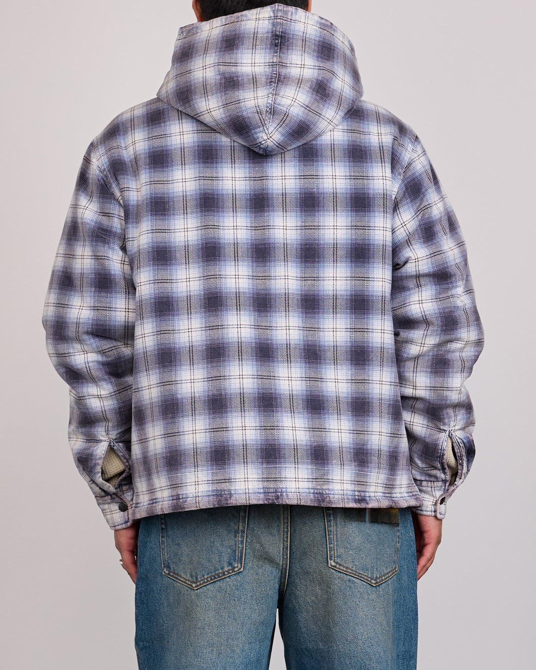 Stussy Zip Hooded Plaid Shirt Blue