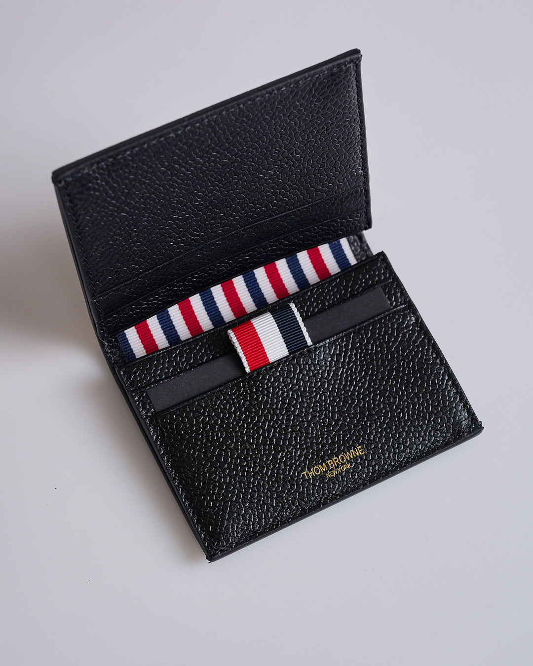 Thom Browne Classic Double Card Holder Pebble Grain Leather Black