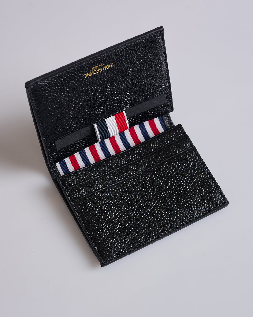 Thom Browne Classic Double Card Holder Pebble Grain Leather Black