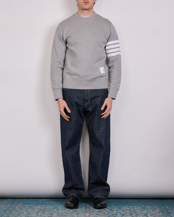 Thom Browne Classic Loopback 4 Bar Crewneck Light Grey