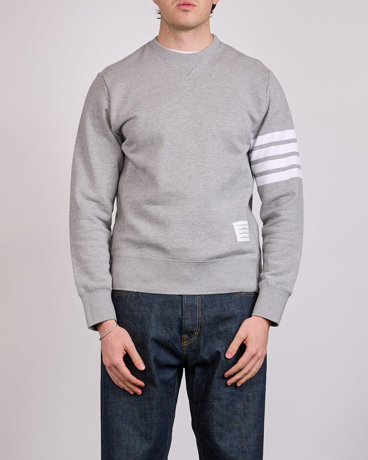 Thom Browne Classic Loopback 4 Bar Crewneck Light Grey