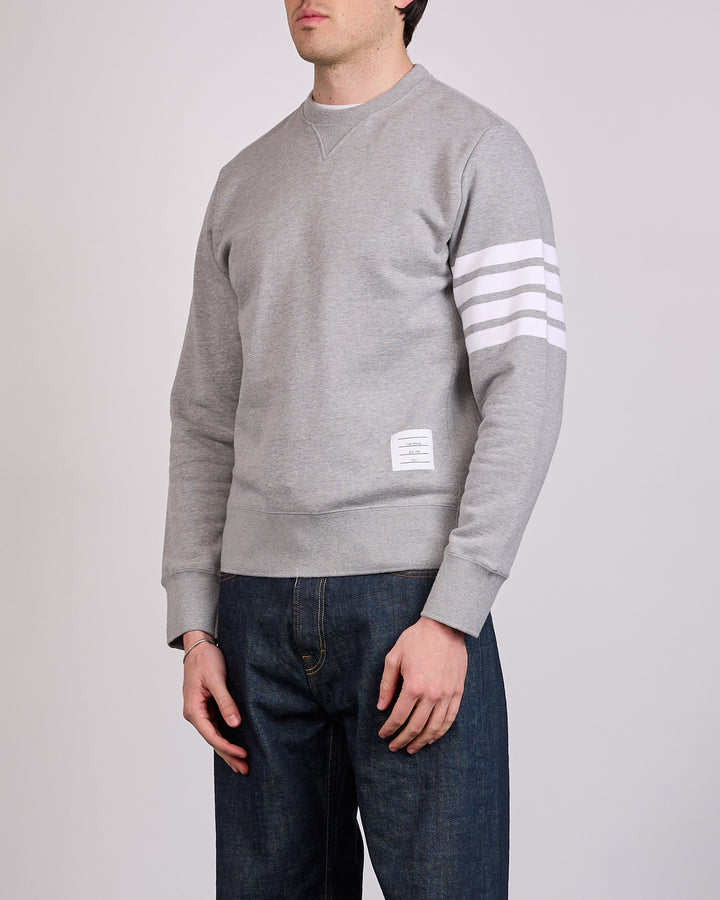 Thom Browne Classic Loopback 4 Bar Crewneck Light Grey