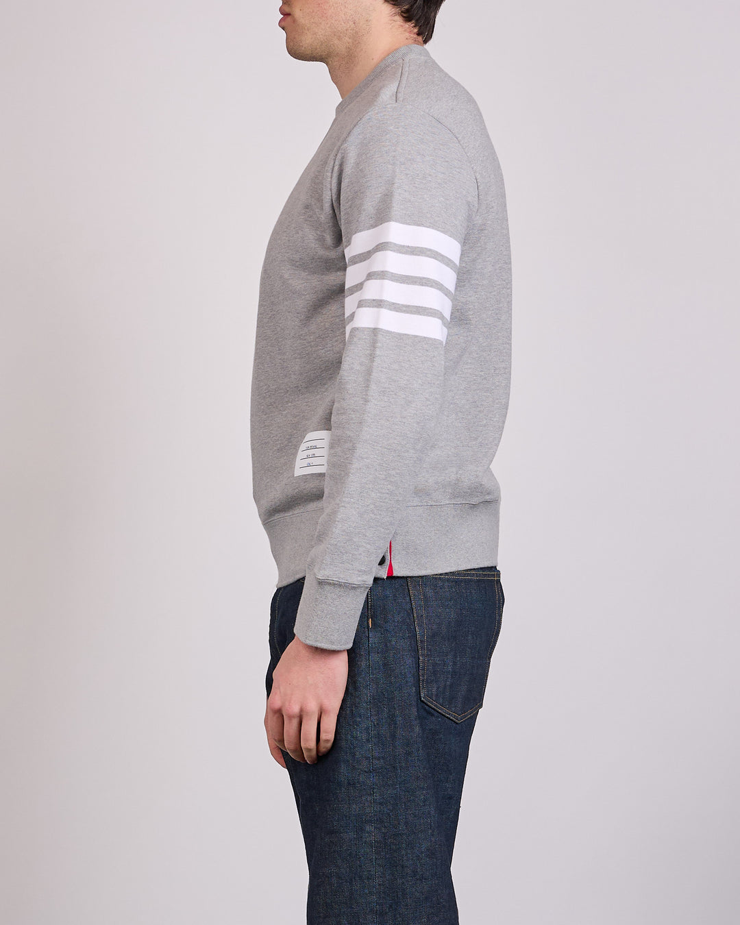Thom Browne Classic Loopback 4 Bar Crewneck Light Grey