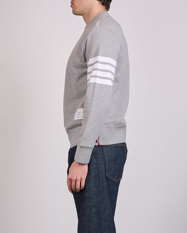 Thom Browne Classic Loopback 4 Bar Crewneck Light Grey