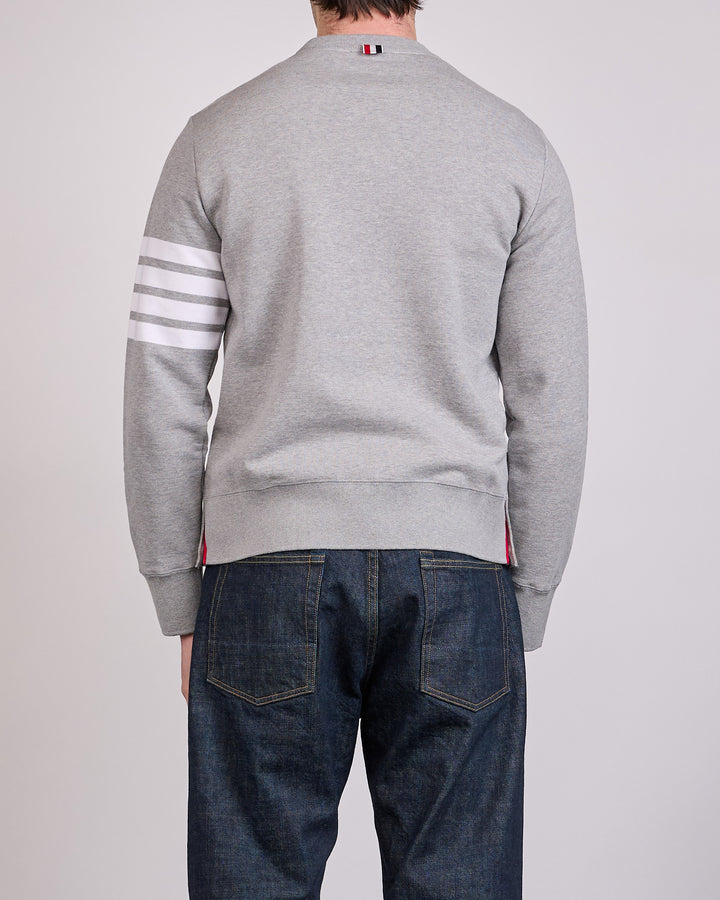 Thom Browne Classic Loopback 4 Bar Crewneck Light Grey