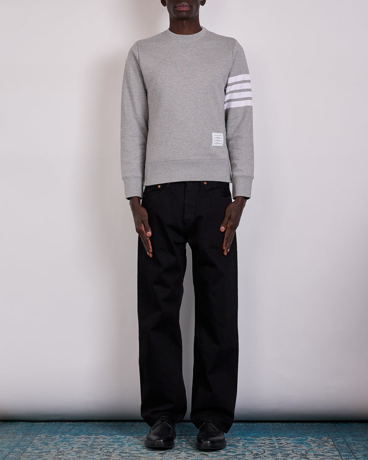 Thom Browne Classic Loopback 4 Bar Crewneck Light Grey