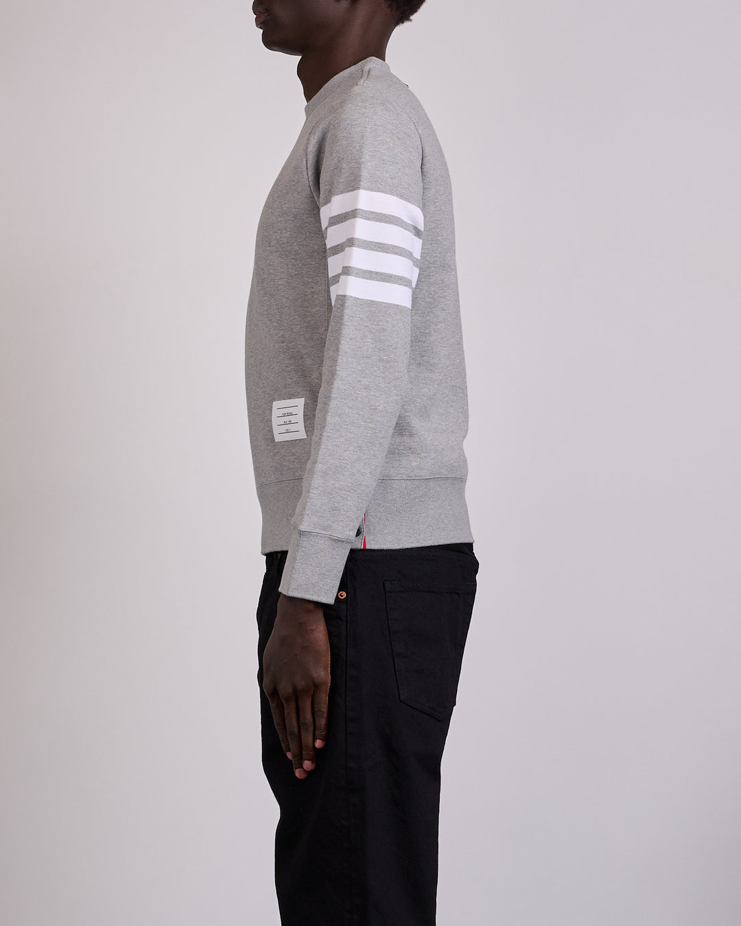 Thom Browne Classic Loopback 4 Bar Crewneck Light Grey