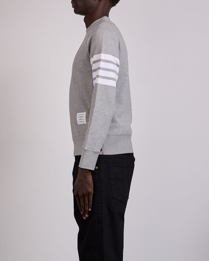 Thom Browne Classic Loopback 4 Bar Crewneck Light Grey