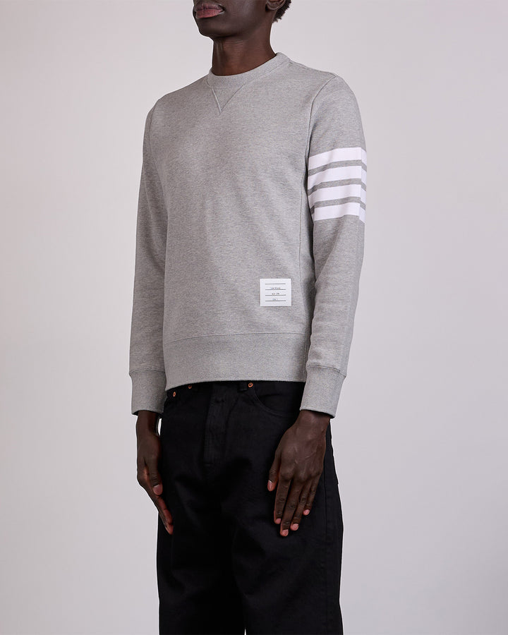 Thom Browne Classic Loopback 4 Bar Crewneck Light Grey