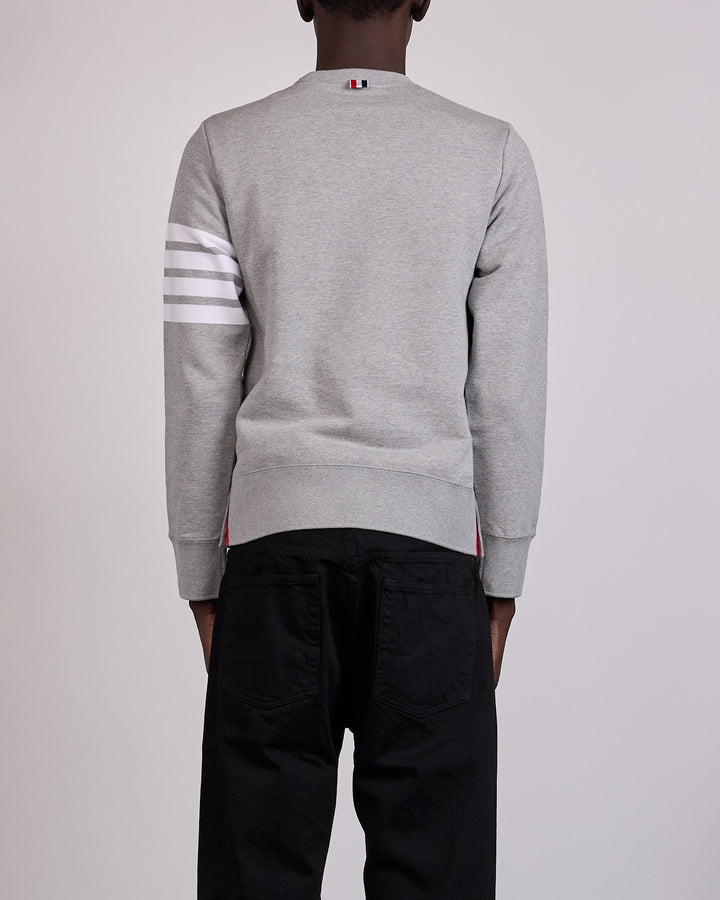 Thom Browne Classic Loopback 4 Bar Crewneck Light Grey