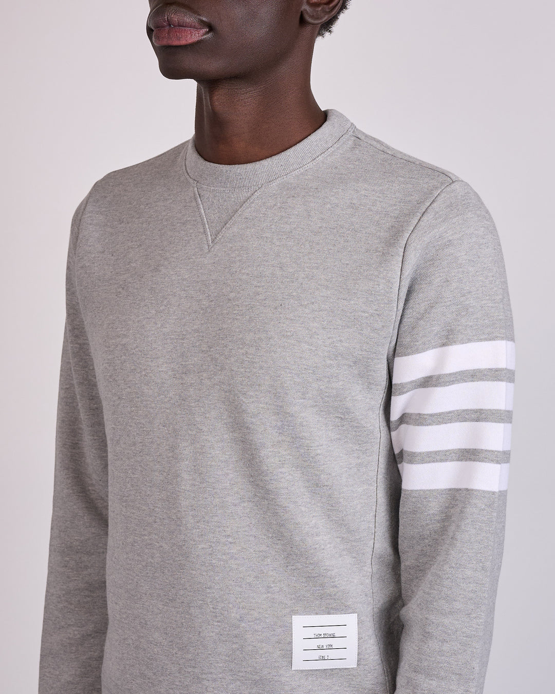 Thom Browne Classic Loopback 4 Bar Crewneck Light Grey