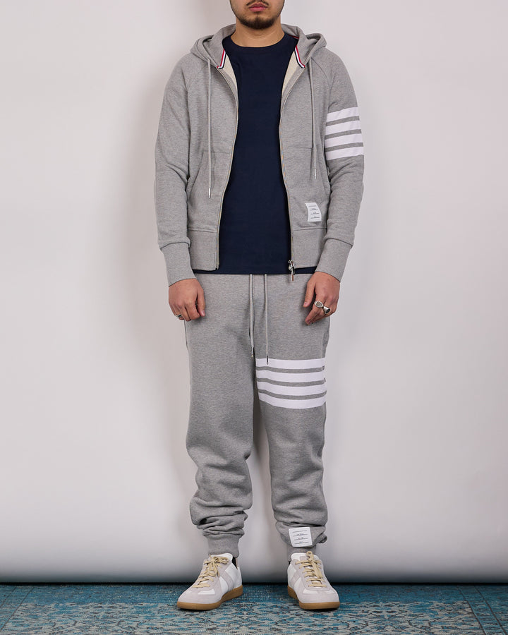 Thom Browne Classic Loopback 4 Bar Zip Hoodie Light Grey