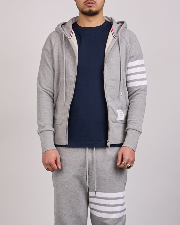 Thom Browne Classic Loopback 4 Bar Zip Hoodie Light Grey