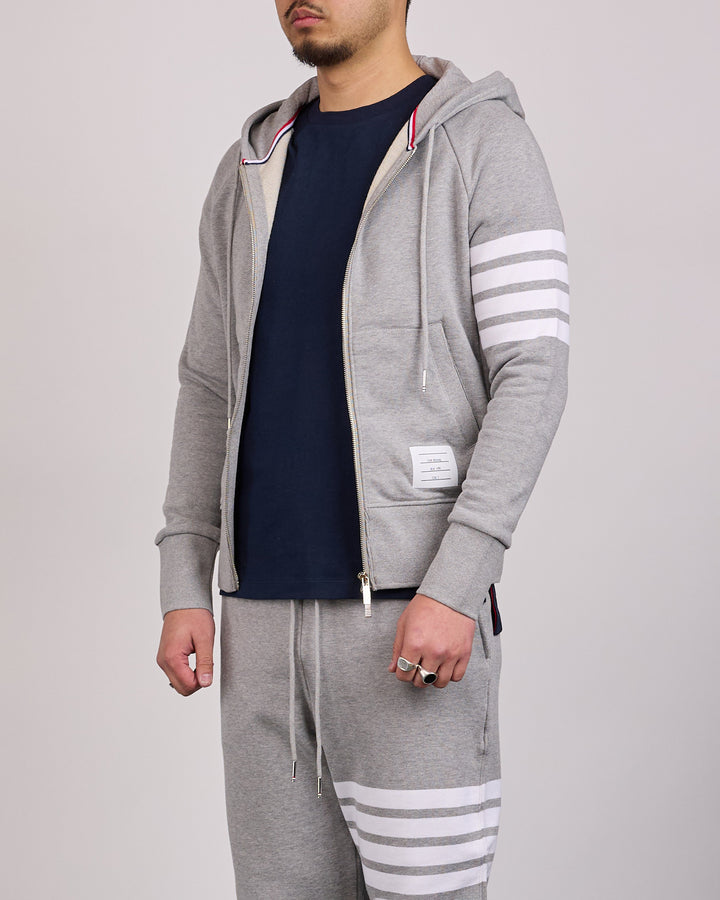 Thom Browne Classic Loopback 4 Bar Zip Hoodie Light Grey