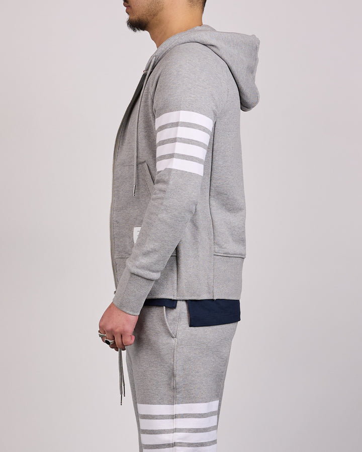 Thom Browne Classic Loopback 4 Bar Zip Hoodie Light Grey