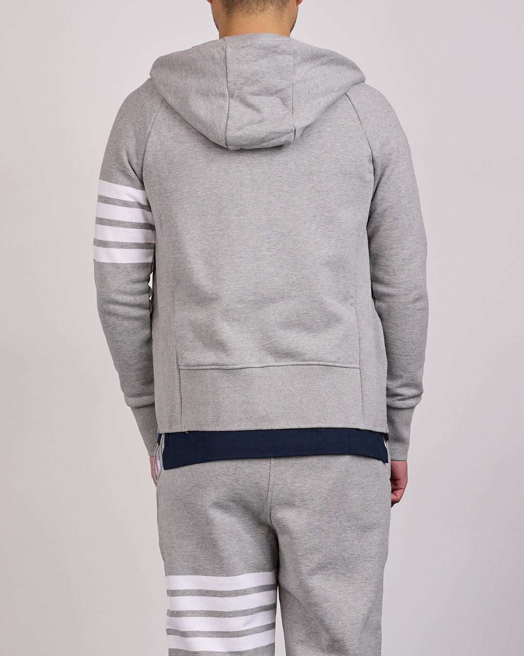 Thom Browne Classic Loopback 4 Bar Zip Hoodie Light Grey