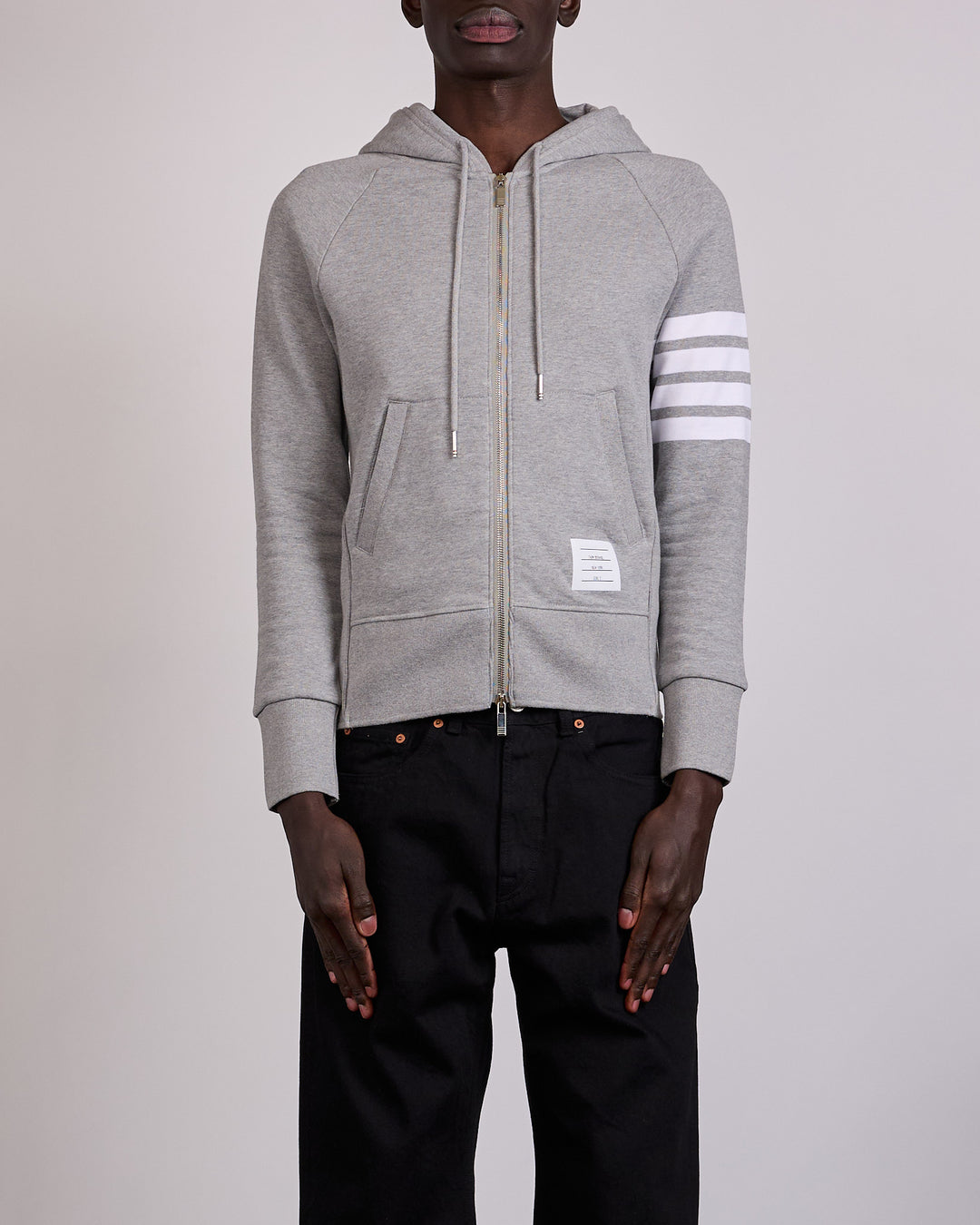 Thom Browne Classic Loopback 4 Bar Zip Hoodie Light Grey
