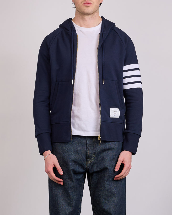 Thom Browne Classic Loopback 4 Bar Zip Hoodie Navy