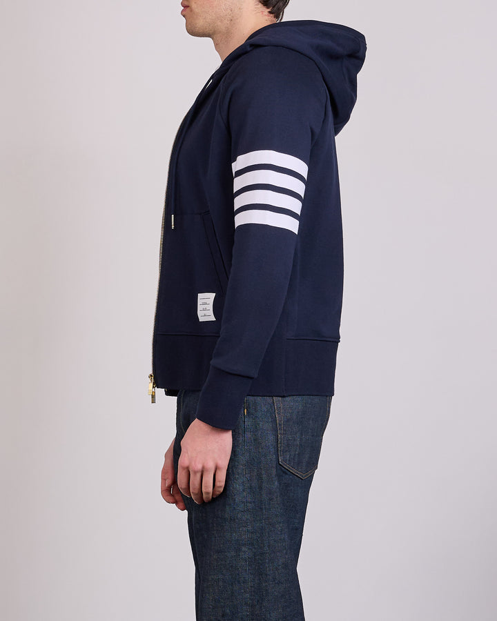 Thom Browne Classic Loopback 4 Bar Zip Hoodie Navy
